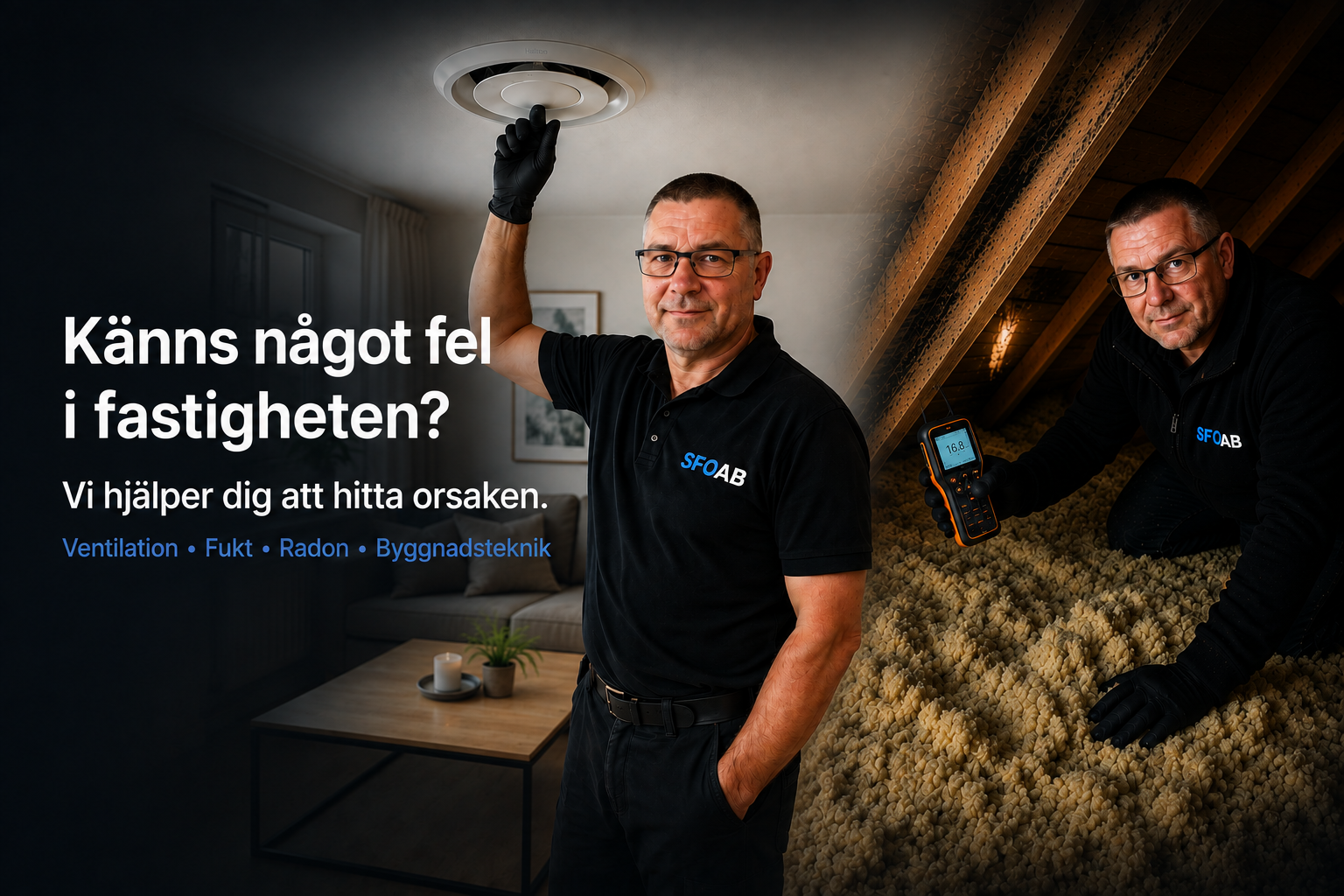 SFOAB hjälper villaägare, bostadsrättsföreningar och företag i Stockholms län med ventilation, OVK, fukt, mögel och radon.